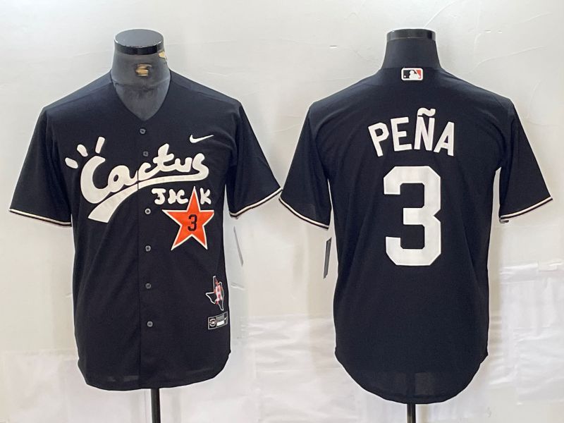 Men Houston Astros #3 Pena Black Second generation joint name Nike 2024 MLB Jersey style 1->women nfl jersey->Women Jersey